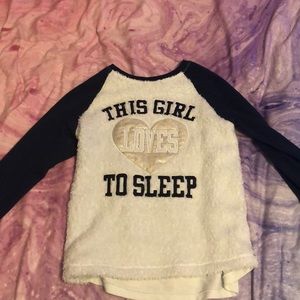 White and navy blue pajama top